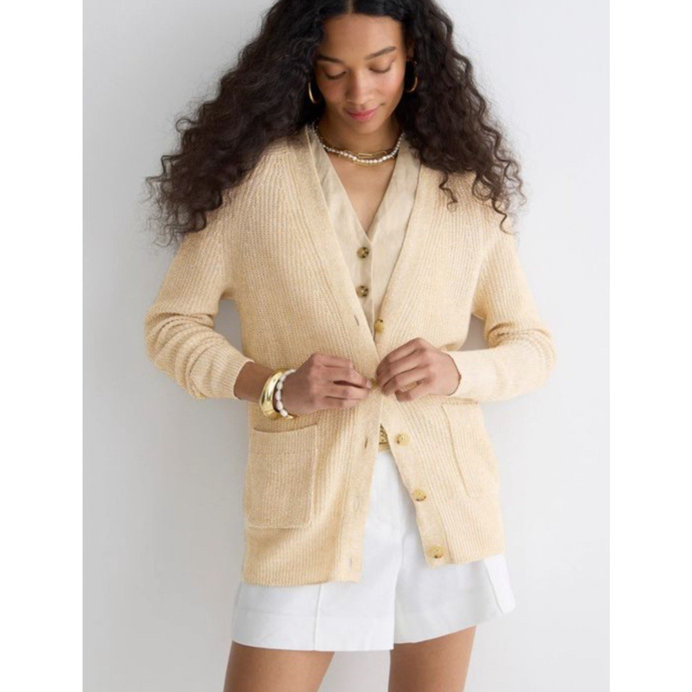 J. Crew Light Tan V-Neck Cardigan